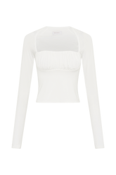 Billie Slinky Ruched Long Sleeve Top - White